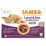 Iams Advanced Nutrition Jelly Liha- ja kalalajitelma 12 x 85 g 104634_Iams_Delights_in_jelly_Multipack_Land__Sea_12x85g