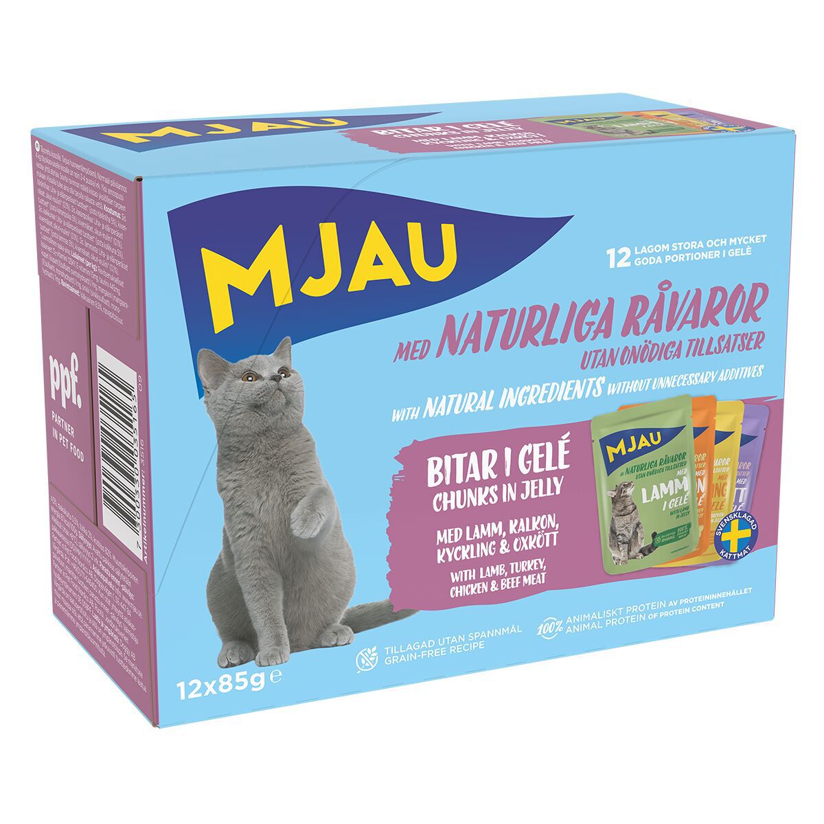 Mjau Multipack lihaa hyytelössä 12 x 85 g