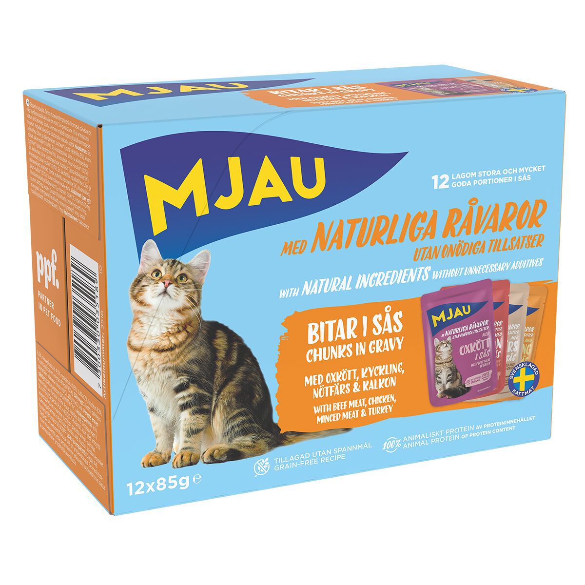 Mjau Multipack lihaa kastikkeessa 12 x 85 g