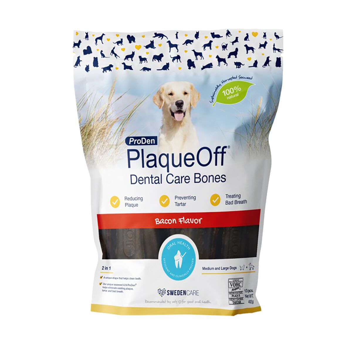 PlaqueOff Dental Bones Pekoni koiralle 482g