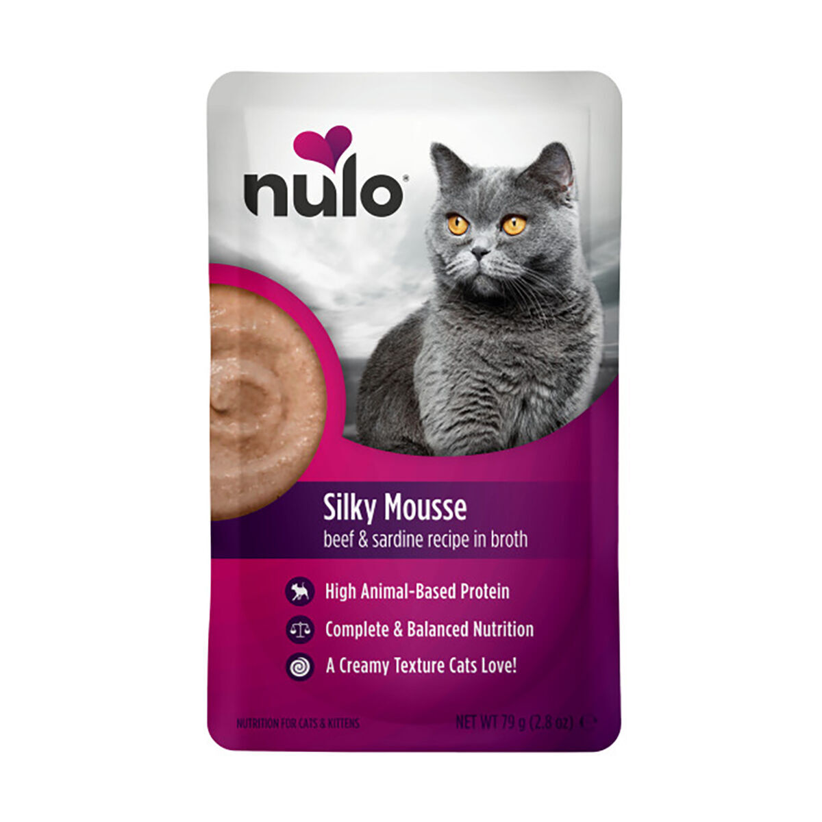 Nulo Silky Mousse Cat nauta & sardiini liemessä 79 g