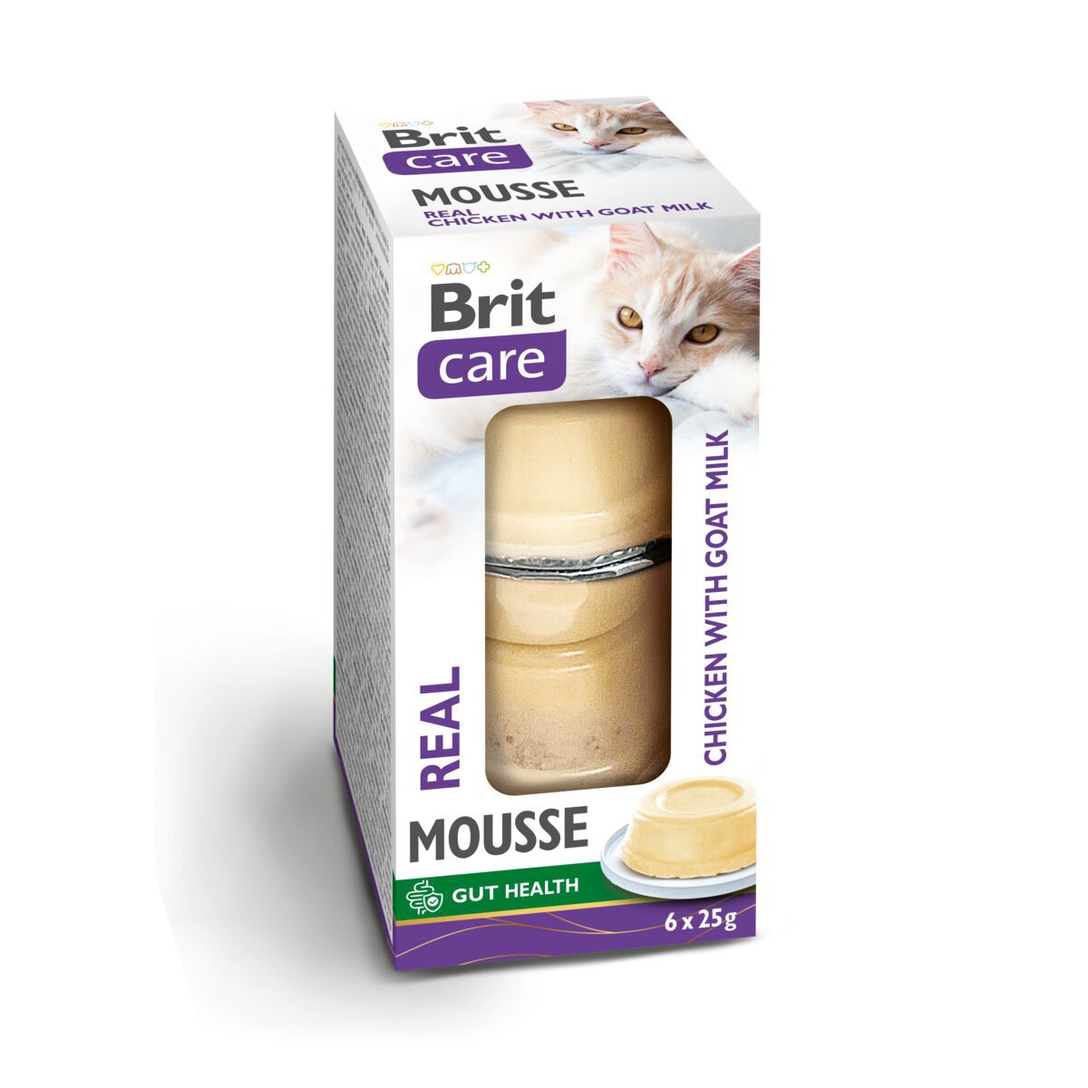 Brit Care Cat Mousse mousse, kana ja vuohenmaito 6 × 25 g