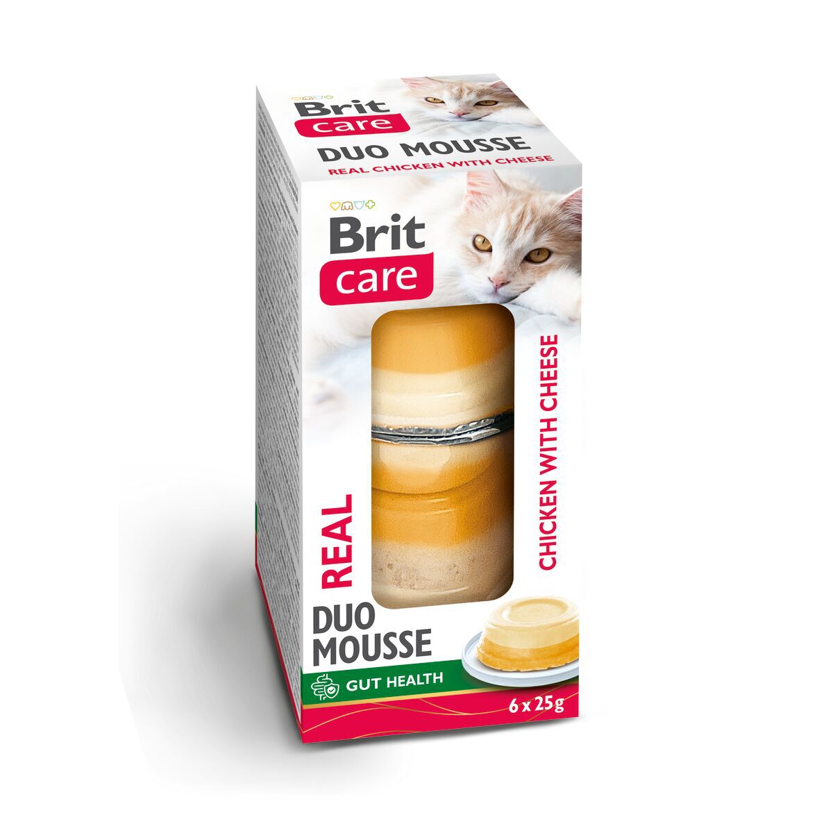 Brit Care Cat Double Layer mousse, kana ja juusto 6 × 25 g
