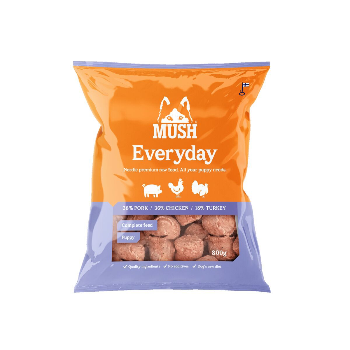 MUSH Everyday Lightpurple pennun raakaruoka, possu-kana-kalkkuna