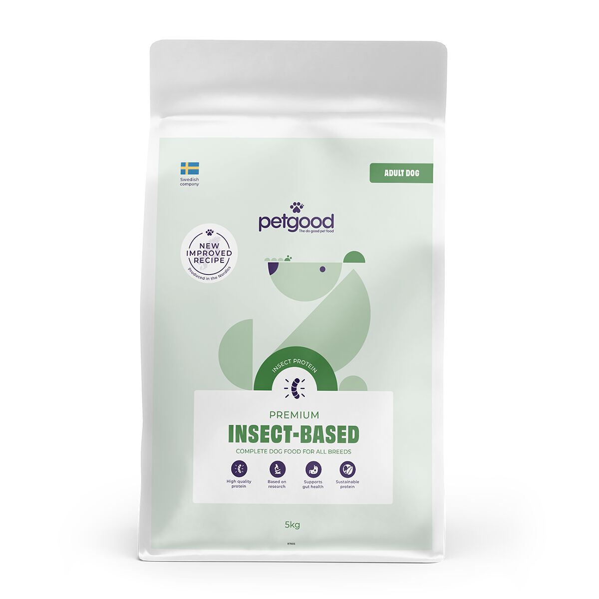 Petgood hyönteispohjainen premiumruoka aikuiselle koiralle