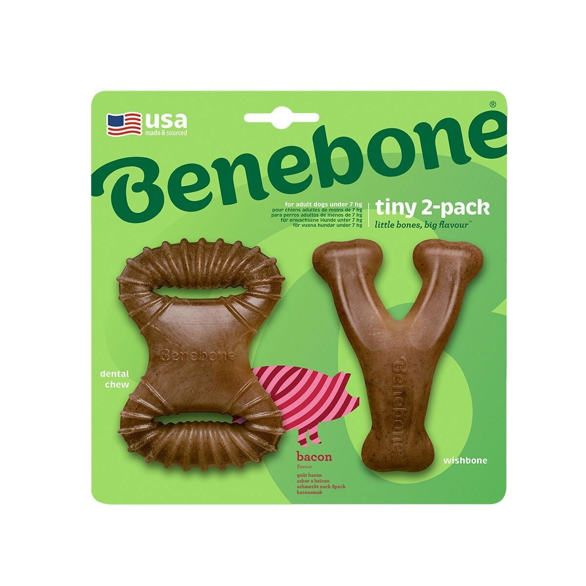 Benebone 2 kpl – Dental Chew/Wishbone Bacon Tiny
