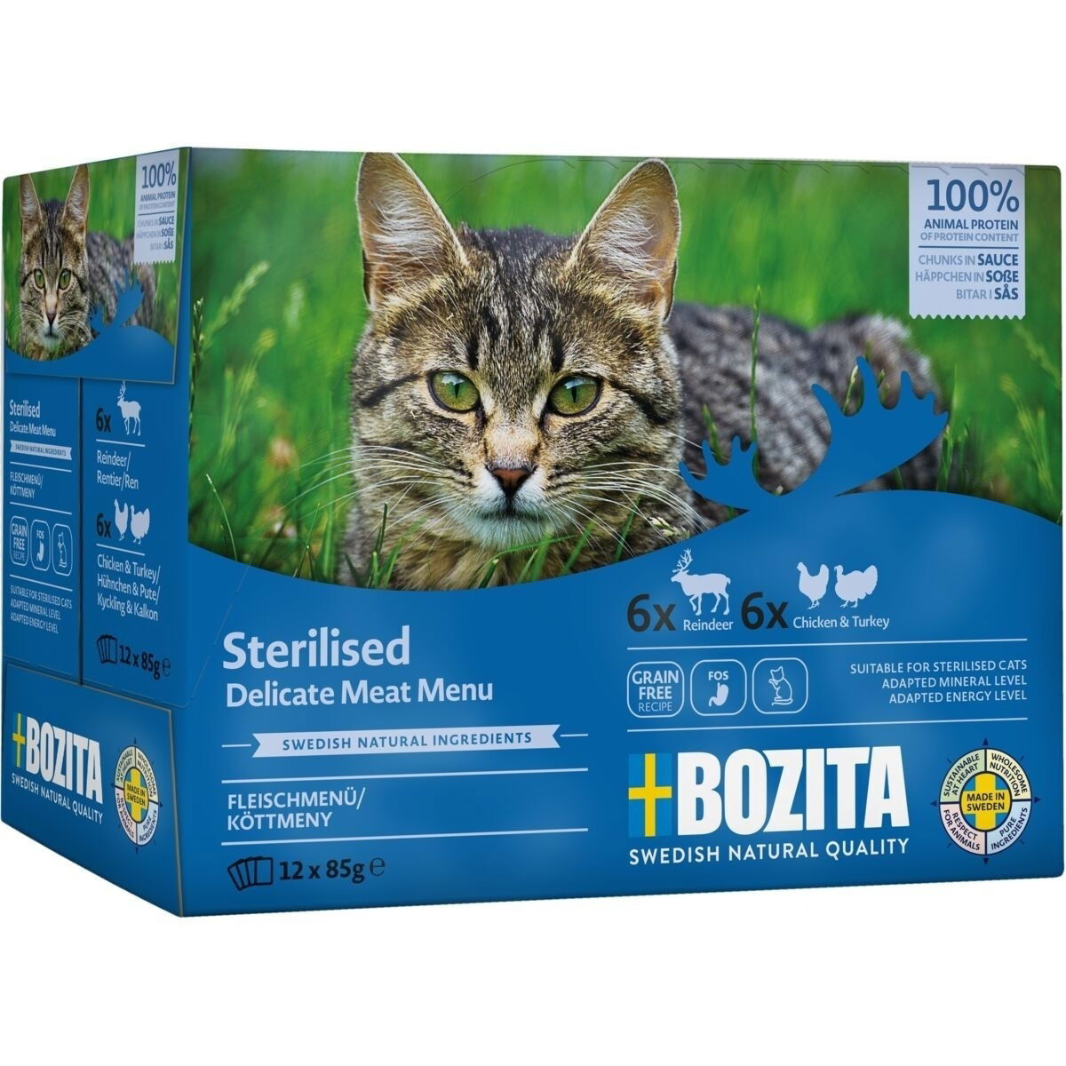 Bozita Indoor & Sterilised lihalajitelma kastikkeessa 12×85 g