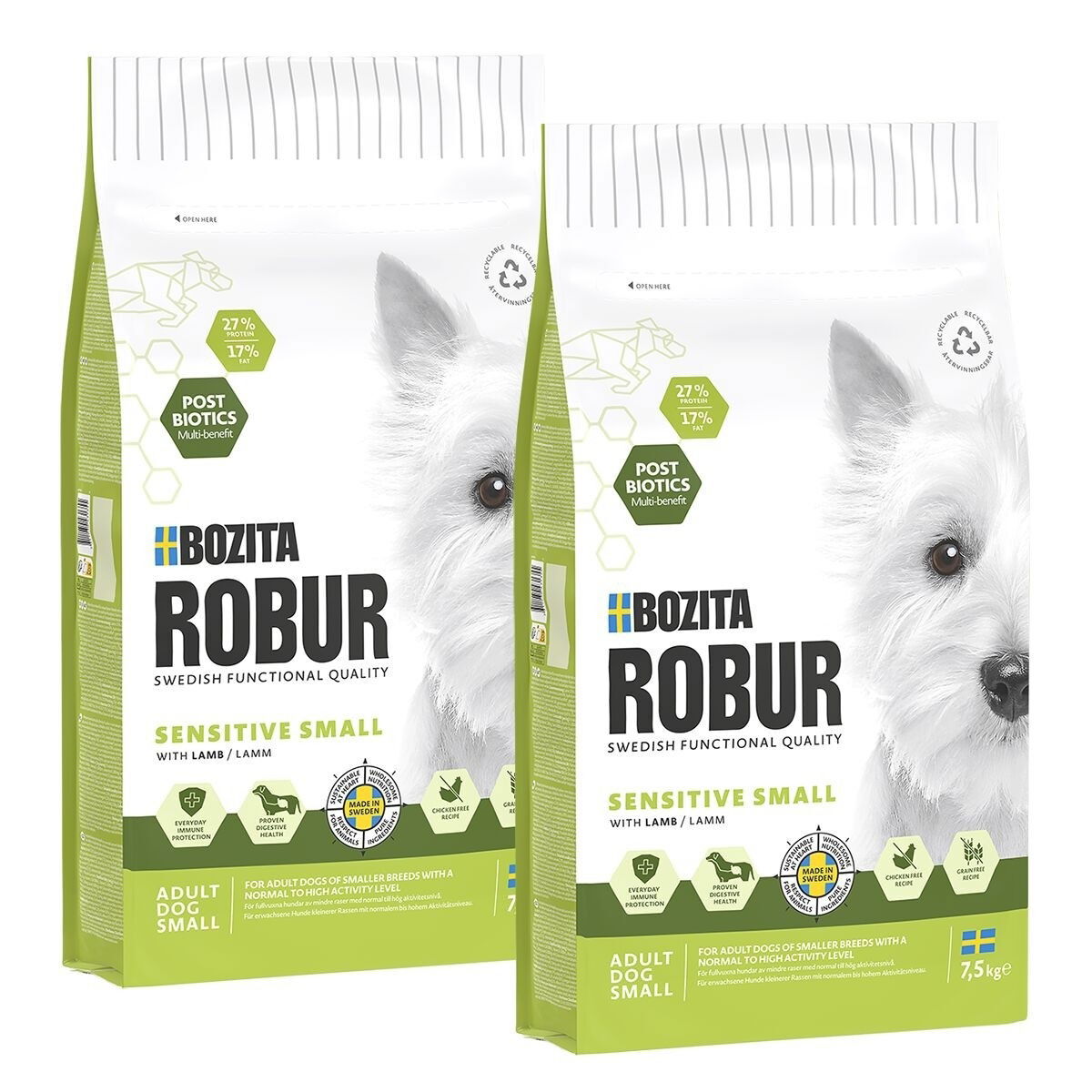 Bozita Robur Adult Small Breed Sensitive 2×7,5 kg