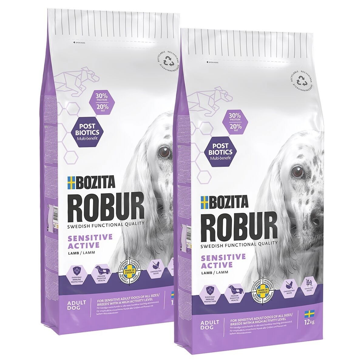 Bozita Robur Sensitive Grain Free Active 2×12 kg