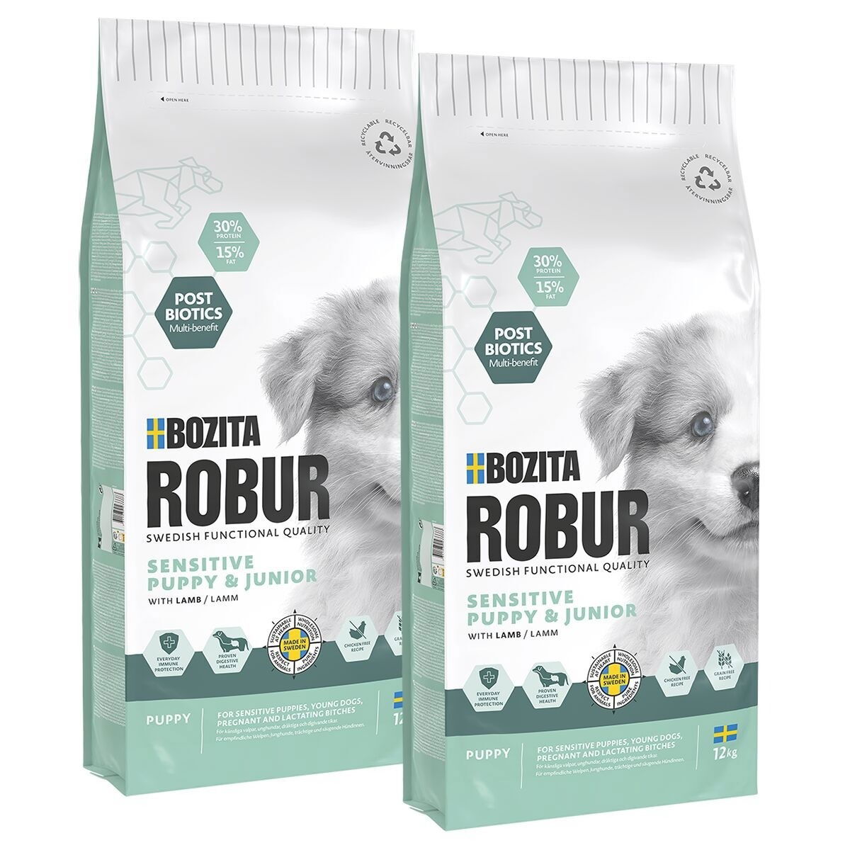 Bozita Robur Sensitive Grain Free Puppy 2×12 kg