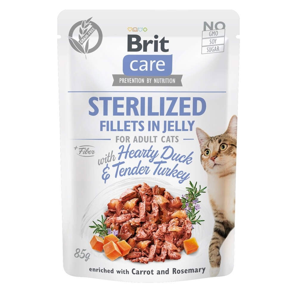 Brit Care Jelly Sterilized ankka & kalkkunafilee hyytelössä 85 g