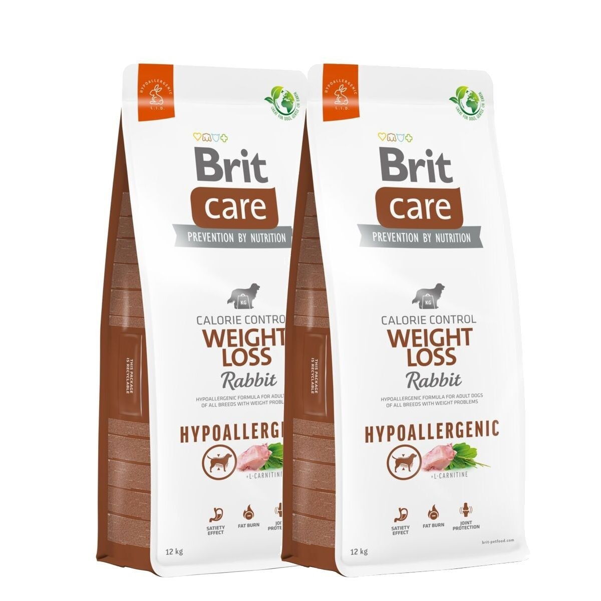 Brit Care Dog Adult Hypoallergenic Weight Loss Rabbit 2×12 kg