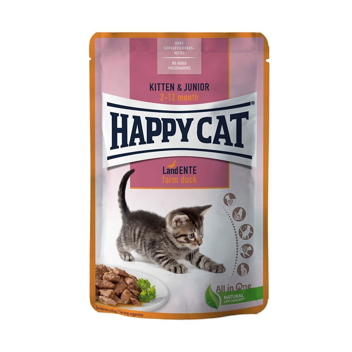 Happy Cat Kitten & Junior ankka 85 g