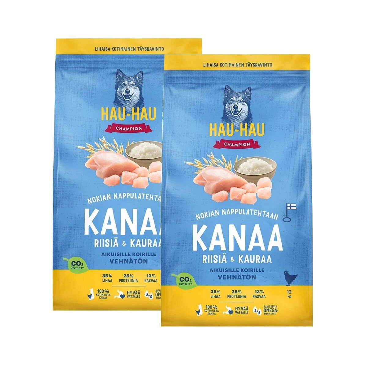 Hau-Hau Champion Kana, riisi ja kaura 2x12kg