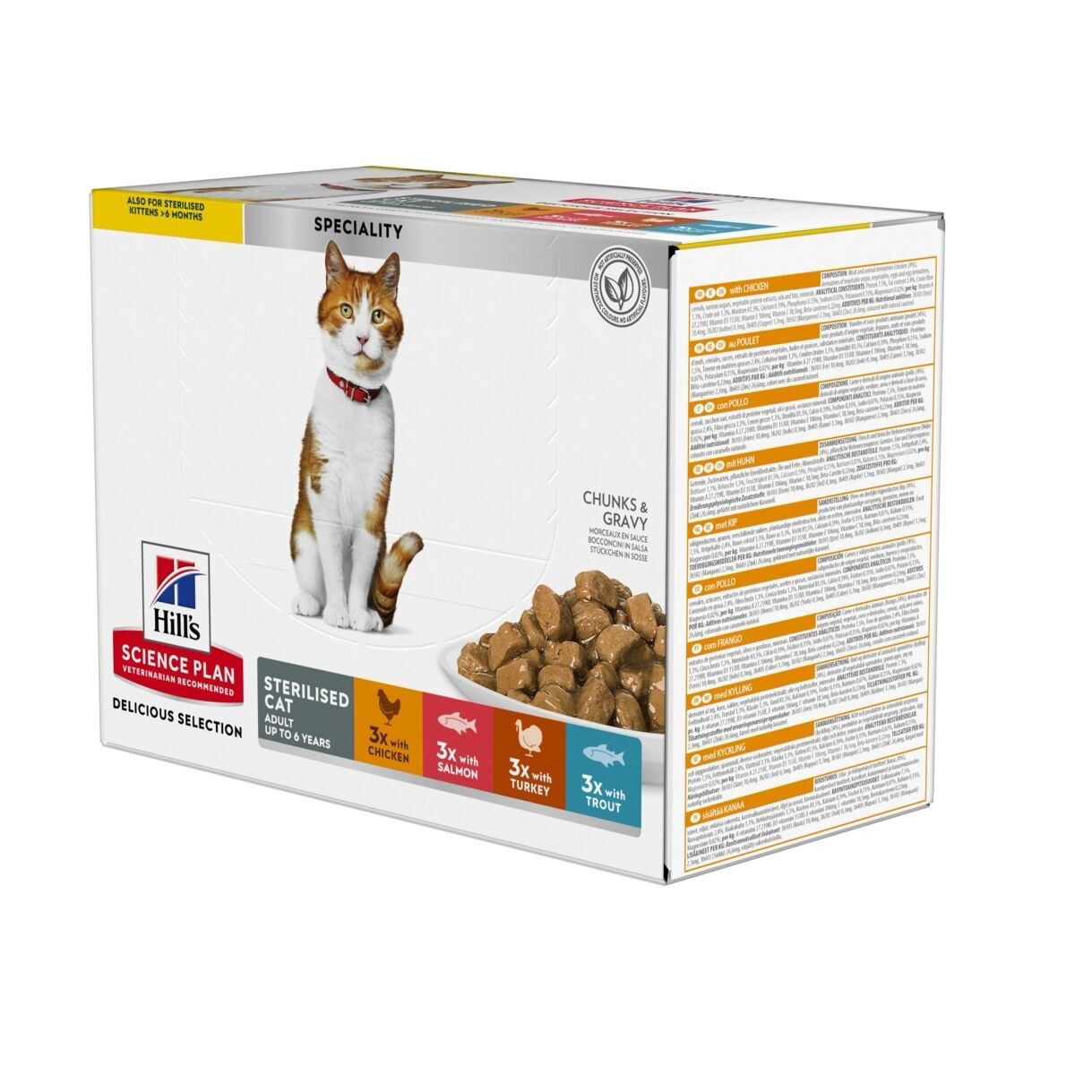 Hill's Science Plan Cat Adult Sterilised Chicken, Fish, Trout & Turkey 12×85 g