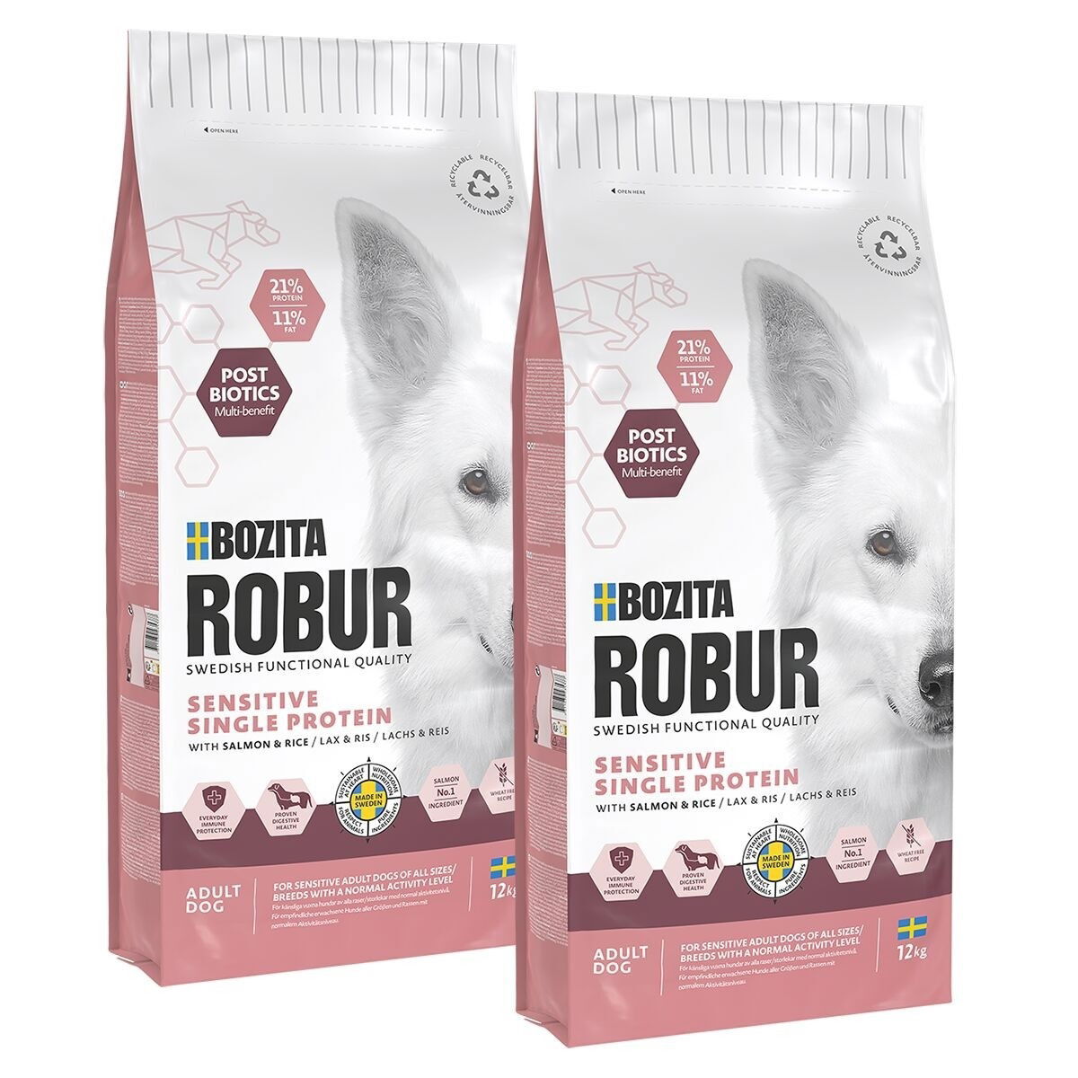 Bozita Robur Adult Sensitive Single Salmon 2×12 kg