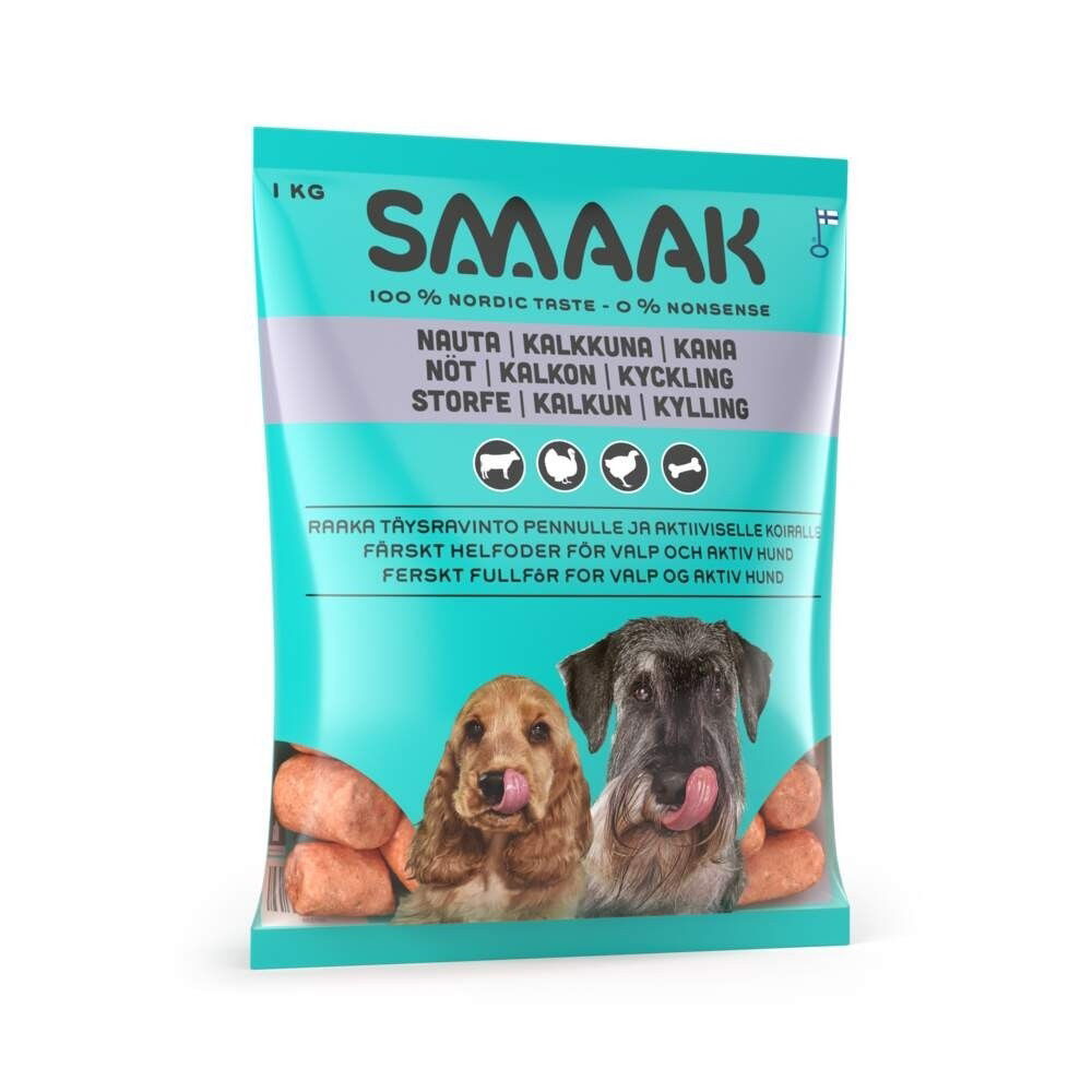 SMAAK raaka täysravinto nauta, kalkkuna & kana 1kg